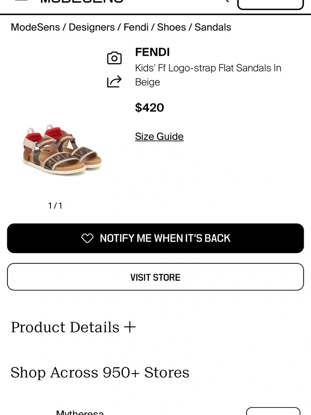 Fendi kids sandals